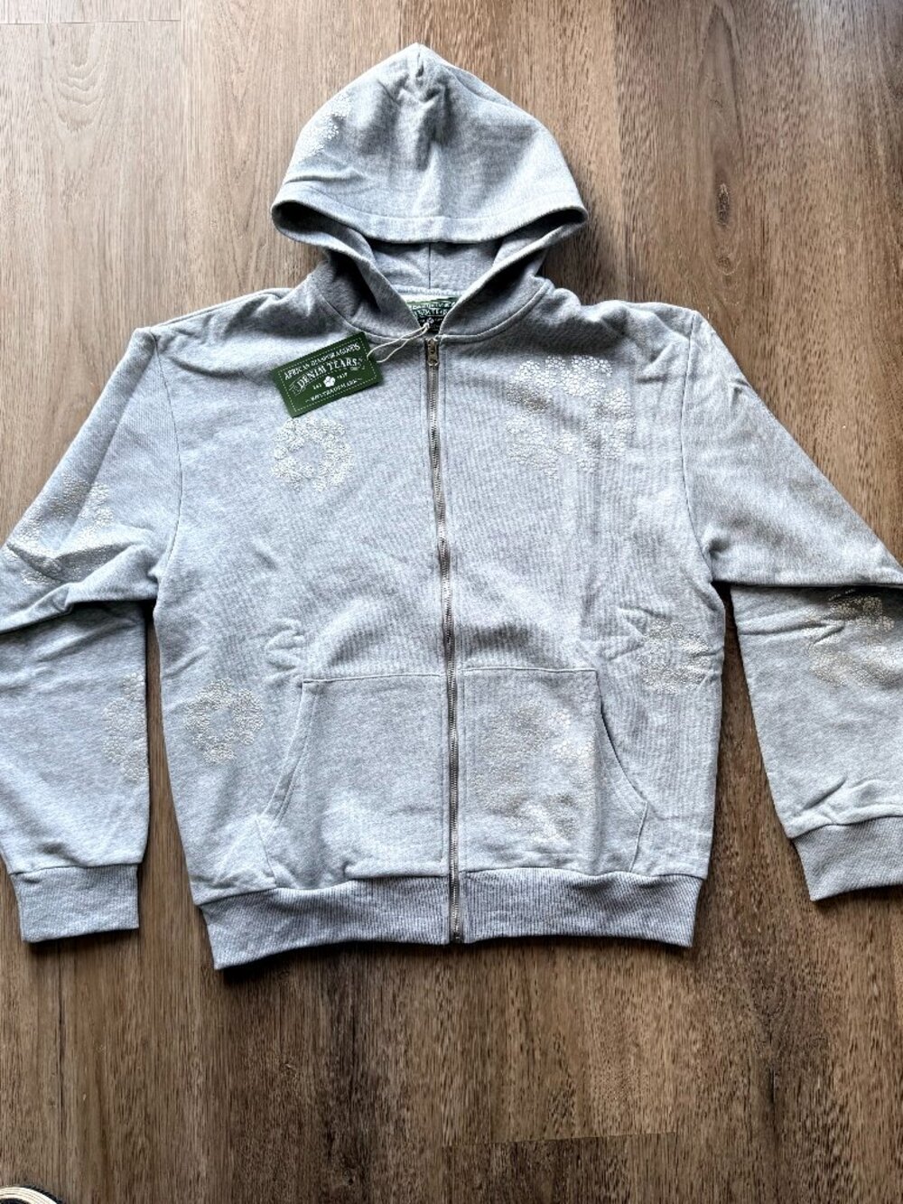 Denim tears Large Grey new zipper hoodie